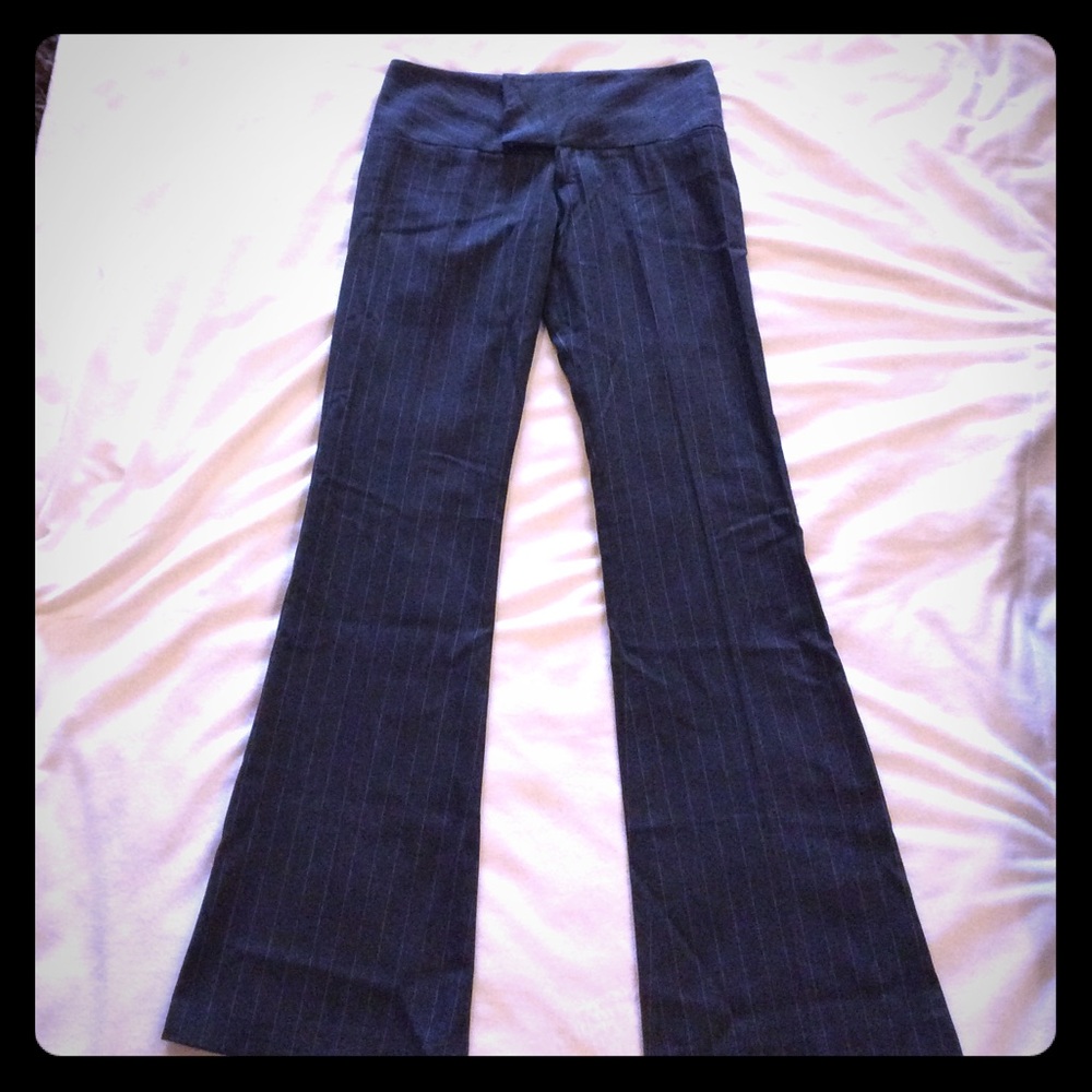 Alvin Valley Wide Waistband Gray Pinstriped Pants